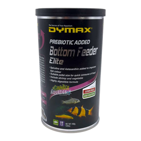 Dymax Bottom Feeder Elite product container featuring sinking wafers for catfish and loaches.
