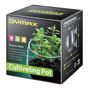 Dymax Crystal Cultivating Pot packaging showcasing clear glass planter for aquascaping and aquatic plants.