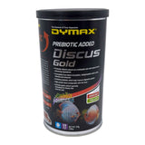 Dymax Discus Gold premium sinking pellets packaging for discus fish with vibrant colors and nutritional benefits.