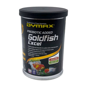 Dymax Goldfish Excel – Premium sinking pellets with spirulina and vitamin C for enhancing goldfish color.