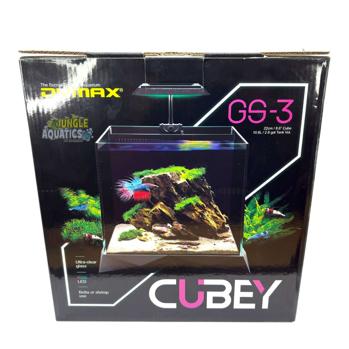 Dymax GS3 Cubey Aquarium Freshwater - complete nano tank system showcasing vibrant aquatic life.