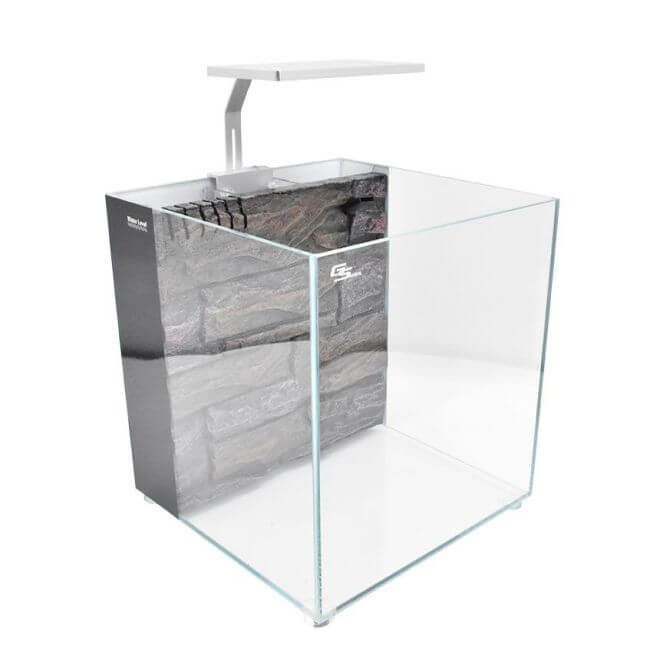 Dymax GS30 Aquarium – Ultra clear cube tank with built-in filtration, 27 litres capacity, elegant design.
