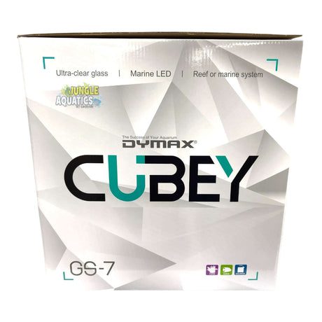 Dymax GS7 Cubey Aquarium Marine packaging with ultra-clear glass and marine LED features.