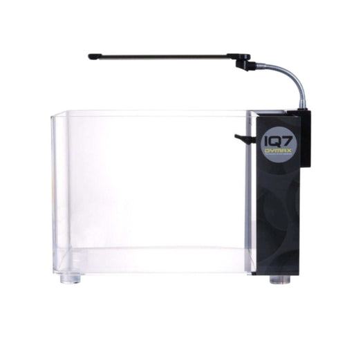 Dymax IQ7 Acrylic Aquarium with filtration system and light unit, ideal for easy maintenance aquascaping.