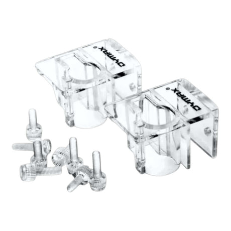 Dymax Lily Pipe Holder set of 2, clear acrylic holders with screws for securely holding lily pipes in aquariums.
