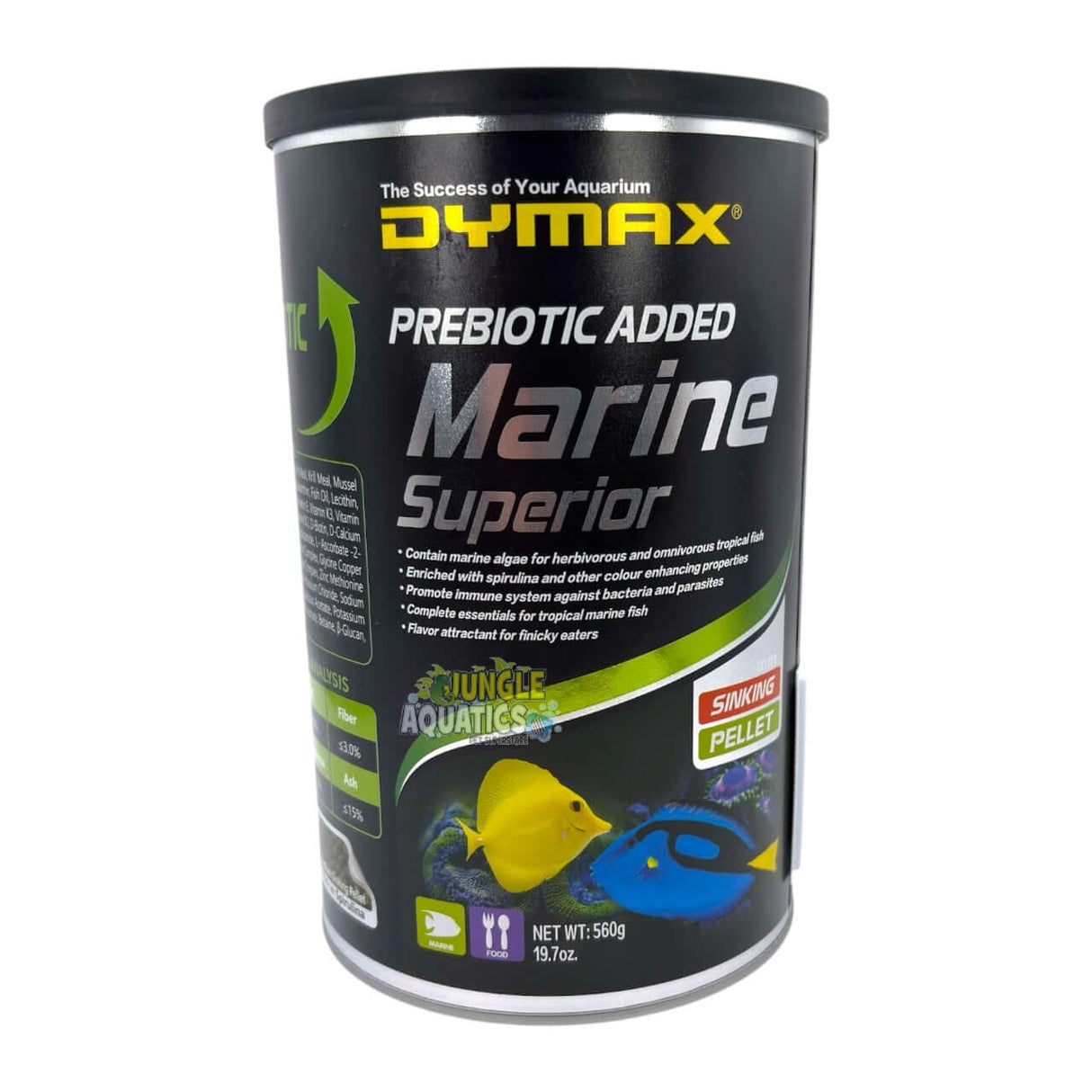 Dymax Marine Superior - Prebiotic added premium pellet food for herbivorous and omnivorous marine fish.