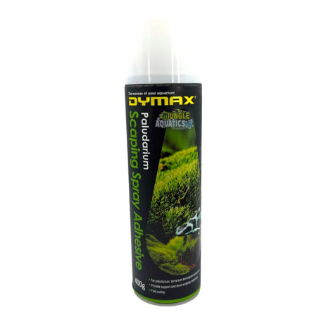 Dymax Scaping Spray Adhesive 400g bottle for creating stunning paludariums and securing hardscape materials.