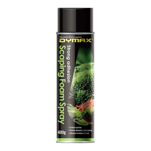 Dymax Scaping Foam Spray 400g can for terrariums and landscaping, providing strong adhesion and quick curing.