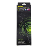 Dymax stainless steel straight scissors for precision aquascaping, featuring an elegant anodic oxide finish.