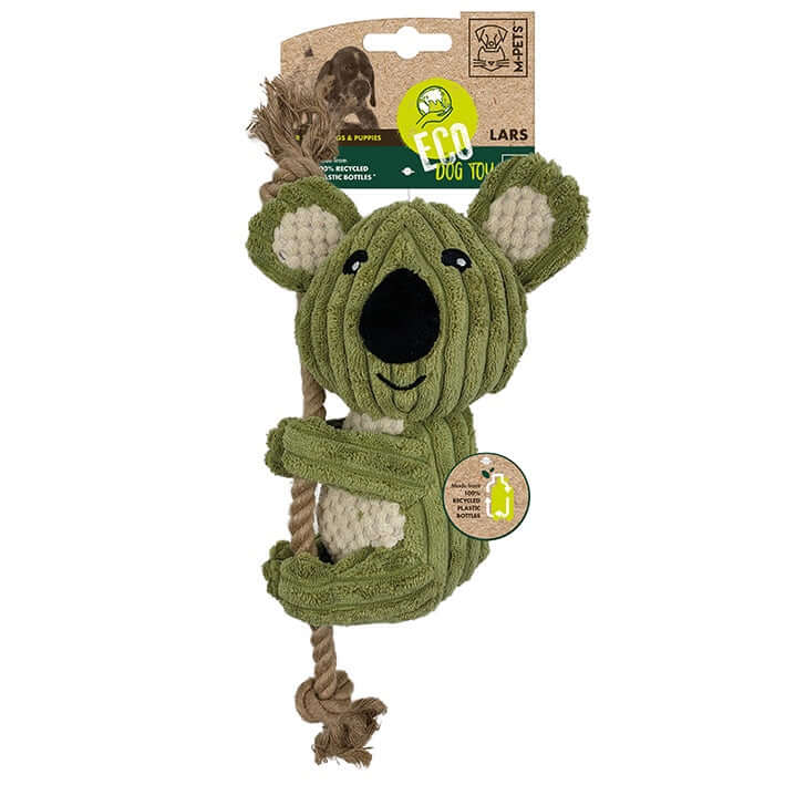 Eco Dog Toy shaped like a koala, made from jute and recycled materials, perfect for safe pet playtime.