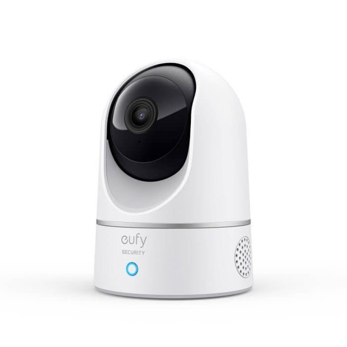 eufy 2K AI Indoor Security Camera with Pan and Tilt features for home surveillance and two-way audio communication.