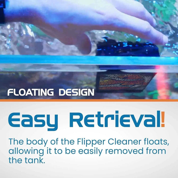 Flipper Edge Clownfish Aquarium Cleaner featuring a floating design for easy retrieval from the tank during cleaning.