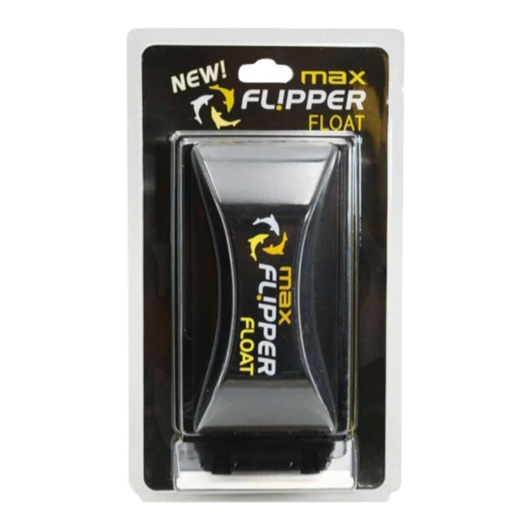 Flipper Float Aquarium Magnet Cleaner packaging showcasing its new design, ideal for removing algae from aquarium glass.