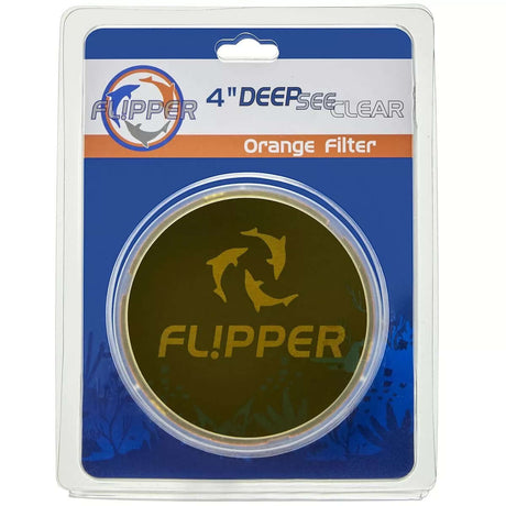 Flipper Orange Filter Lens for DeepSee Clear 4" Magnified Viewer packaging, enhancing coral colors and optimal magnification.