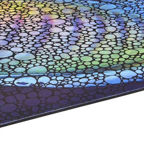 Colorful bubble-pattern design of the Flipper Tang Anti-Fatigue Floor Mat, showcasing its vibrant artwork and low-profile edge.