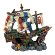 French Pirate Ship Ornament with detailed sails and weathered hull, perfect for pirate-themed decor.
