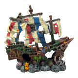 French Pirate Ship Ornament with detailed sails and weathered hull, perfect for pirate-themed decor.