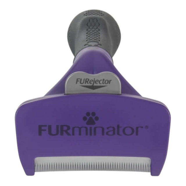 Furminator Cat DeShedding Tool with FURejector® button for easy hair removal from long-haired cats.