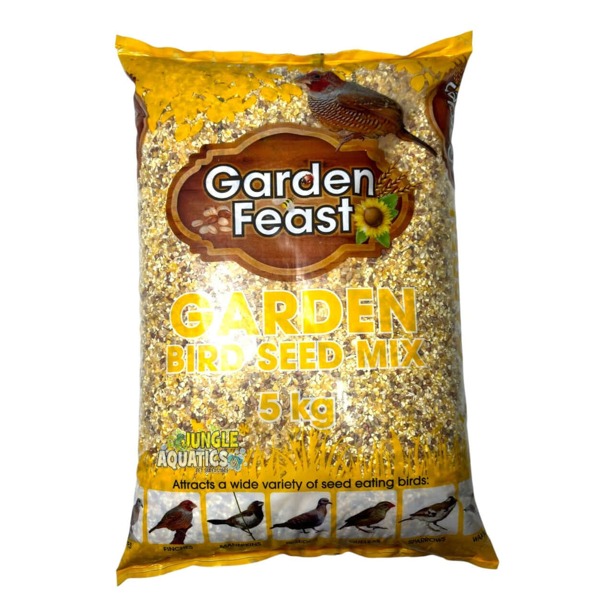 Garden Feast Garden Bird Mix 5kg bag with seeds for attracting garden birds.