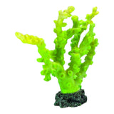 Vibrant green coral aquarium ornament adding color and detail to fish tanks with its tree-like structure.