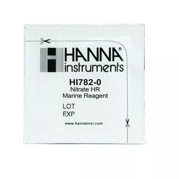 Hanna HI782-0 Nitrate HR Marine Reagent packet for Nitrate testing in marine water systems.