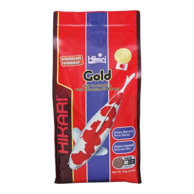 Hikari Gold Koi food package designed for growth and color enhancement of koi fish.