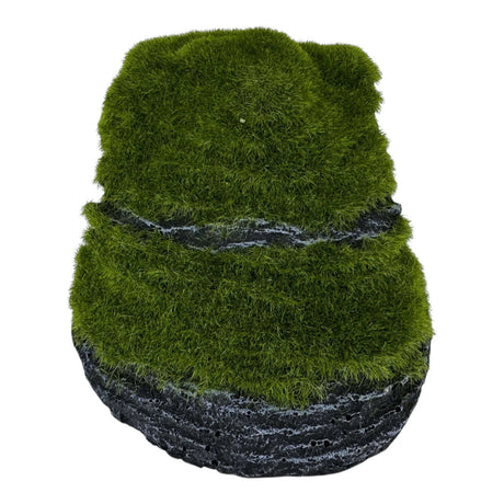 Hill slope ornament covered in vibrant green moss for aquariums and terrariums, adding natural beauty and realism.