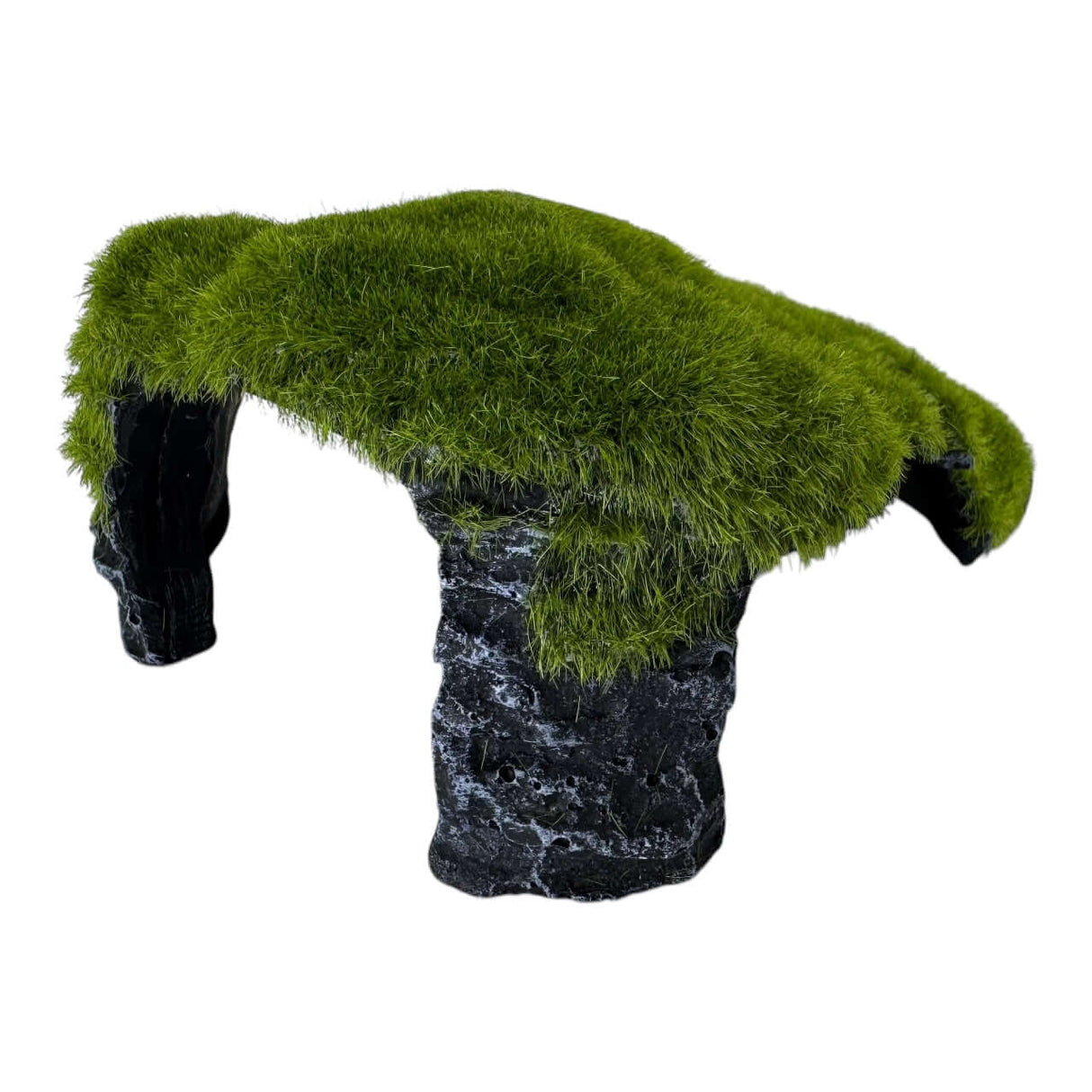 Hill slope aquarium ornament with vibrant green moss, perfect for enhancing aquariums and terrariums.