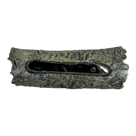 Hollow tree trunk aquarium ornament showcasing realistic bark texture, ideal for aquariums and terrariums.