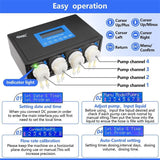 Hygger Aquarium Dosing Pump control panel with multiple pump channels and operation instructions.