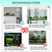 Recommendations for fish tanks: suitable for medium to large fish vs unsuitable for smaller tanks and dense landscaping.