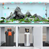 Hygger Intelligent Canister Filter in an aquarium setup with CO2 system and lush aquatic plants.