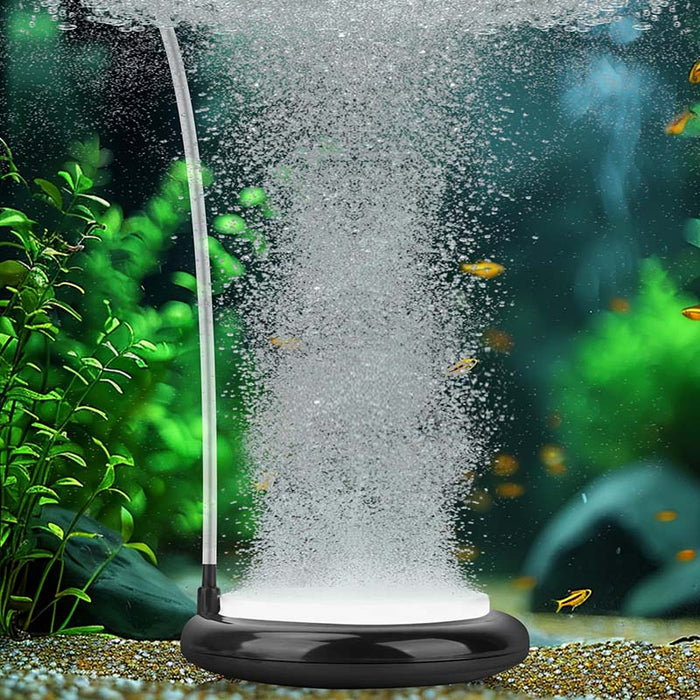 Hygger Nano Fine Bubble Air Stone in aquarium, producing fine bubbles for enhanced oxygenation and creating a serene aquatic environment.