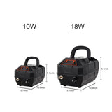 Hygger Portable Air Pump Kit shown in 10W and 18W sizes, featuring adjustable air volume control.