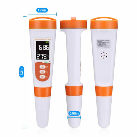 Hygger Water Quality Meter displaying temperature and pH for accurate water quality readings.