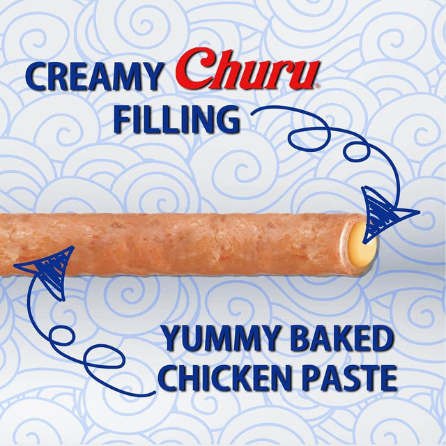 Inaba Churu Rolls showcasing creamy Churu filling and yummy baked chicken paste, perfect for dog treats.