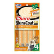 Inaba Churu Skin & Coat cat treat, chicken recipe, 4 tubes, with Omega-3 fatty acids for healthy skin and coat.