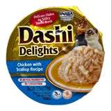 Inaba Dashi Delights 70g Chicken with Scallop Recipe, gourmet cat food in silky broth, no artificial preservatives.