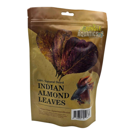 Indian Almond Leaves Natural Dried packaging with natural dried leaves for aquarium health and beauty.