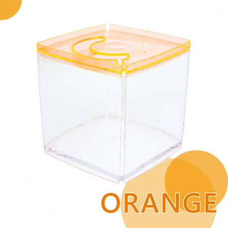 Ista Betta Tanks stylish orange acrylic display case for fishkeeping.