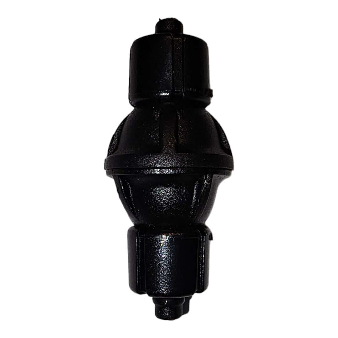 Ista Spring Stop Check Valve in black, designed to prevent backflow with elegant shape and easy disassembly for cleaning.