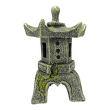 Japanese Garden Lantern Ornament with upswept roof and textured stone effect design.
