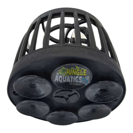 Jecod DMP Wavemaker with motor outside aquarium, designed for smooth water flow in marine and freshwater setups.