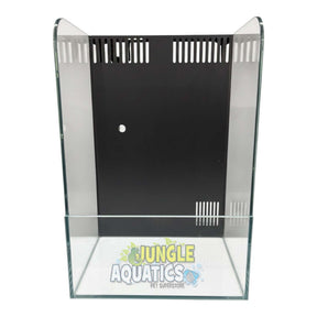 Jungle Paludarium with Pump and Mist Maker - clear glass setup showcasing internal filter slots.