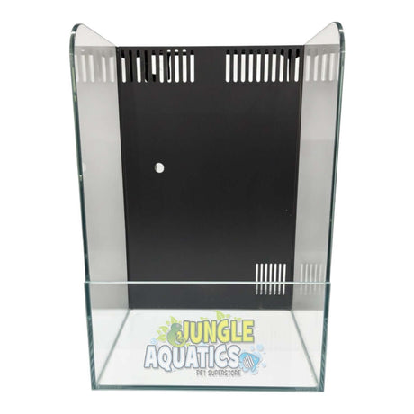 Jungle Paludarium with Pump and Mist Maker - clear glass setup showcasing internal filter slots.