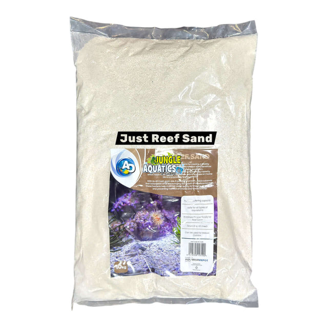 Just Reef Sand 10kg bag for aquariums, perfect buffering capacity, stabilizes pH for reef tanks.