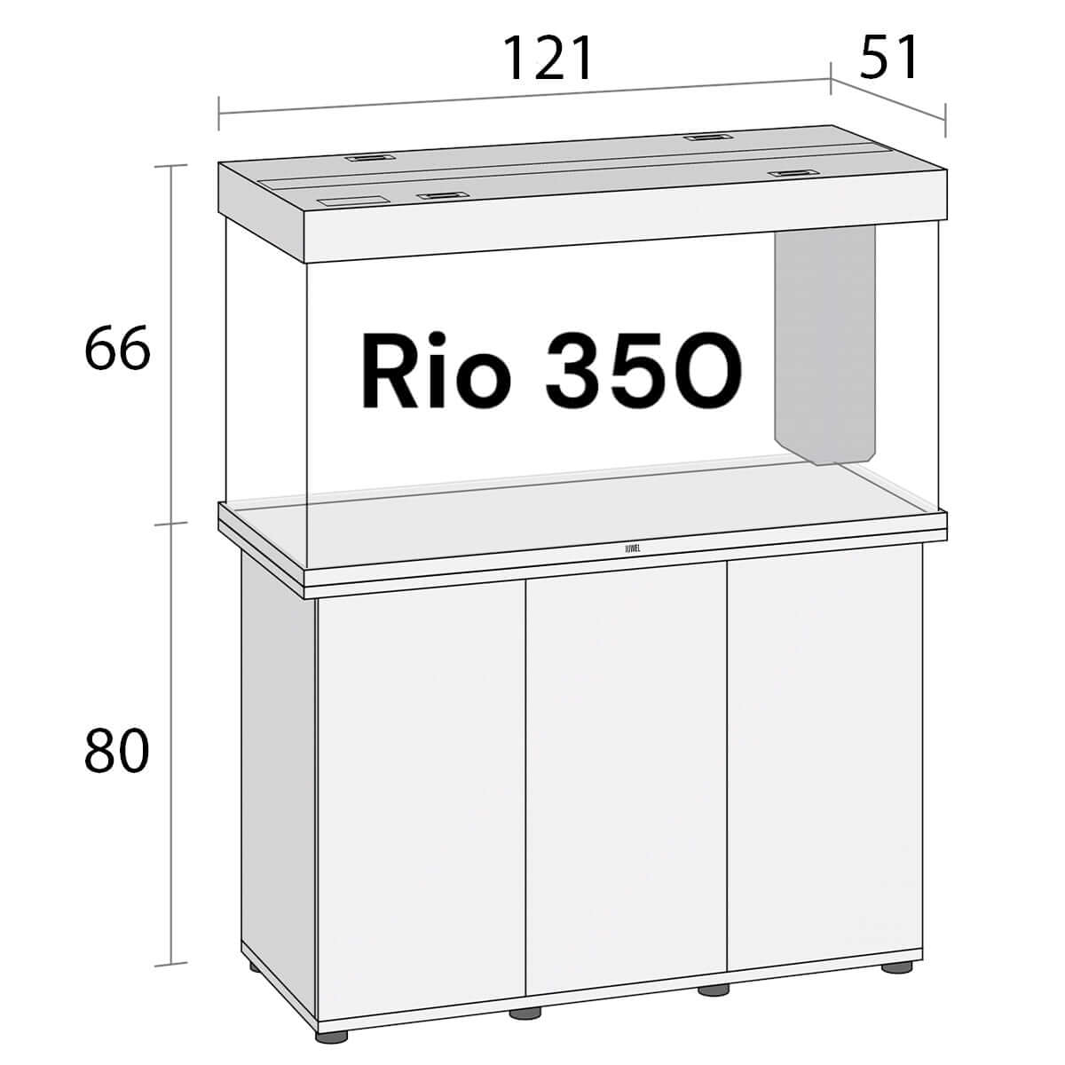 Juwel Rio 350 aquarium and cabinet dimensions with sleek design and modern features for aquatic displays.