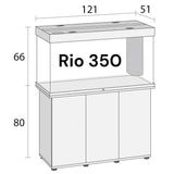 Juwel Rio 350 aquarium and cabinet dimensions with sleek design and modern features for aquatic displays.