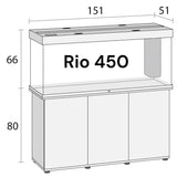 Juwel Rio 450 aquarium and cabinet dimensions with sleek design and ample storage for aquatic setups.