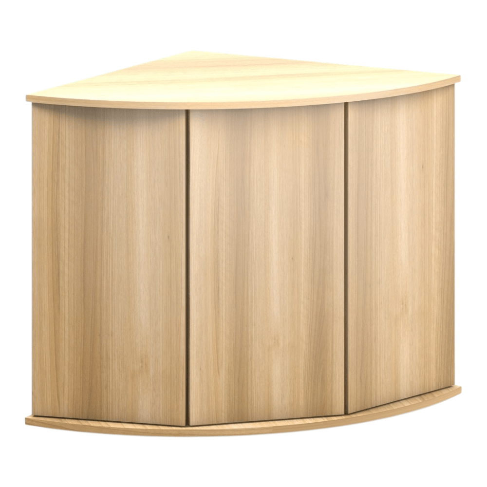 Juwel Trigon Series corner cabinet in light wood finish designed for aquariums.